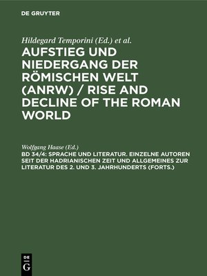 cover image of Sprache und Literatur. Einzelne Autoren seit der hadrianischen Zeit und Allgemeines zur Literatur des 2. und 3. Jahrhunderts (Forts.)